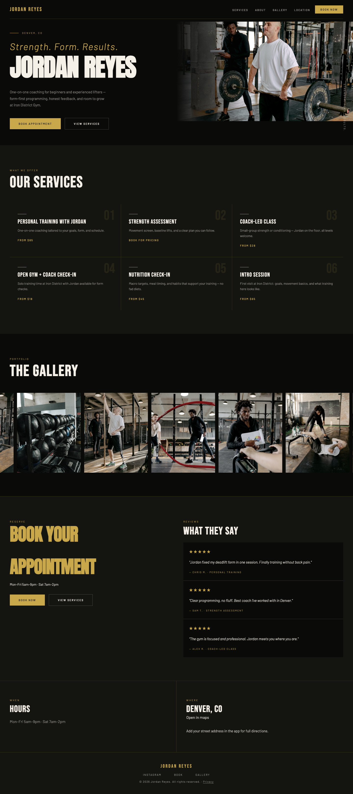Blade template — personal trainer home page